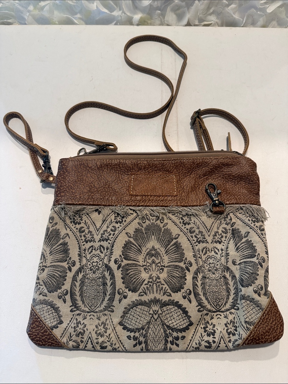 Myra Bag Brown and Black Floral Jacquard Crossbody